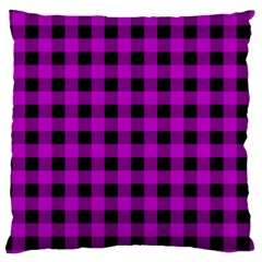 Purple Black Buffalo Plaid Large Cushion Case (one Side)