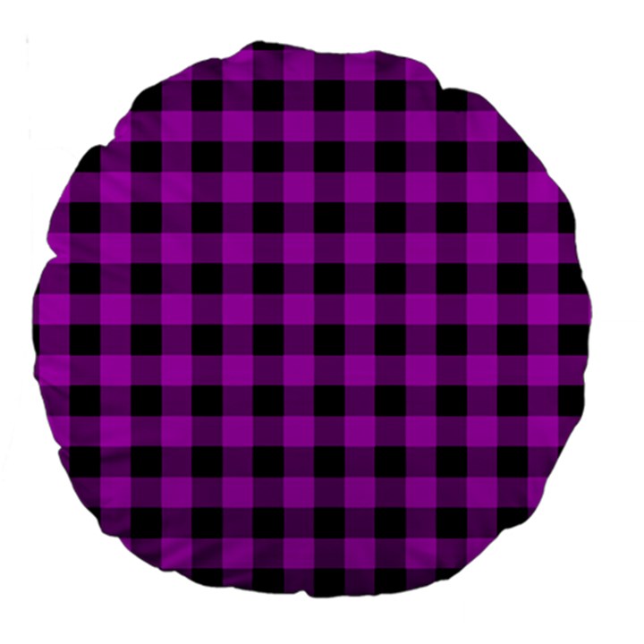 Purple Black Buffalo Plaid Large 18  Premium Round Cushions