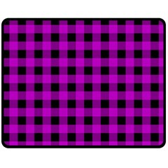 Purple Black Buffalo Plaid Double Sided Fleece Blanket (medium)  by SpinnyChairDesigns