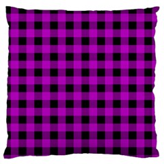 Purple Black Buffalo Plaid Standard Flano Cushion Case (two Sides) by SpinnyChairDesigns