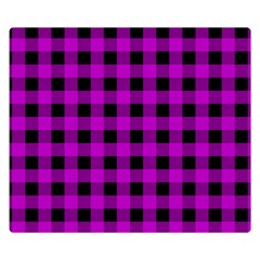 Purple Black Buffalo Plaid Double Sided Flano Blanket (small)  by SpinnyChairDesigns