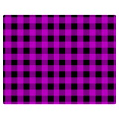 Purple Black Buffalo Plaid Double Sided Flano Blanket (medium)  by SpinnyChairDesigns