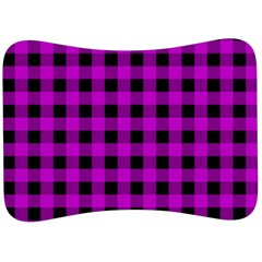 Purple Black Buffalo Plaid Velour Seat Head Rest Cushion by SpinnyChairDesigns