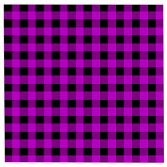 Purple Black Buffalo Plaid Wooden Puzzle Square by SpinnyChairDesigns