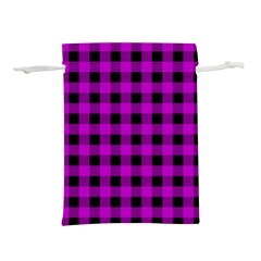 Purple Black Buffalo Plaid Lightweight Drawstring Pouch (s) by SpinnyChairDesigns