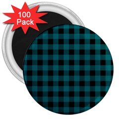 Teal Black Buffalo Plaid 3  Magnets (100 Pack) by SpinnyChairDesigns