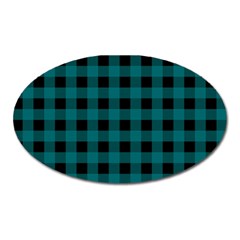 Teal Black Buffalo Plaid Oval Magnet by SpinnyChairDesigns