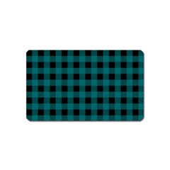 Teal Black Buffalo Plaid Magnet (name Card) by SpinnyChairDesigns