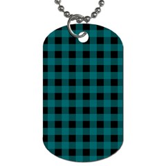 Teal Black Buffalo Plaid Dog Tag (two Sides) by SpinnyChairDesigns