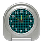 Teal Black Buffalo Plaid Travel Alarm Clock Front