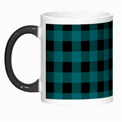 Teal Black Buffalo Plaid Morph Mugs by SpinnyChairDesigns