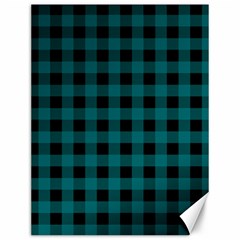 Teal Black Buffalo Plaid Canvas 12  X 16  by SpinnyChairDesigns