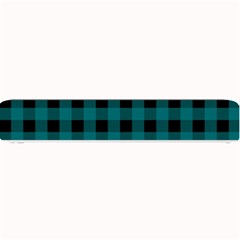 Teal Black Buffalo Plaid Small Bar Mats by SpinnyChairDesigns