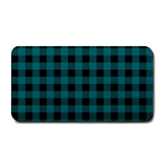 Teal Black Buffalo Plaid Medium Bar Mats by SpinnyChairDesigns