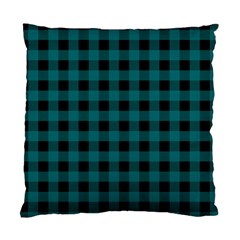 Teal Black Buffalo Plaid Standard Cushion Case (one Side) by SpinnyChairDesigns