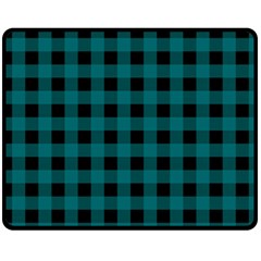 Teal Black Buffalo Plaid Fleece Blanket (medium)  by SpinnyChairDesigns