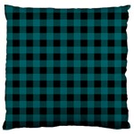 Teal Black Buffalo Plaid Large Cushion Case (One Side) Front