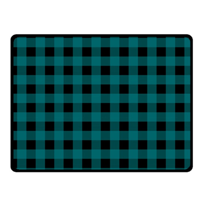 Teal Black Buffalo Plaid Double Sided Fleece Blanket (Small) 