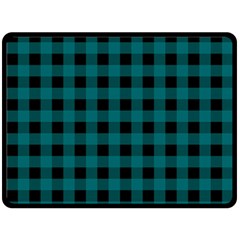 Teal Black Buffalo Plaid Double Sided Fleece Blanket (large)  by SpinnyChairDesigns