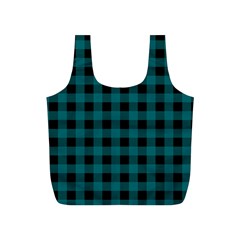 Teal Black Buffalo Plaid Full Print Recycle Bag (s) by SpinnyChairDesigns