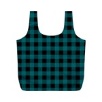 Teal Black Buffalo Plaid Full Print Recycle Bag (M) Front