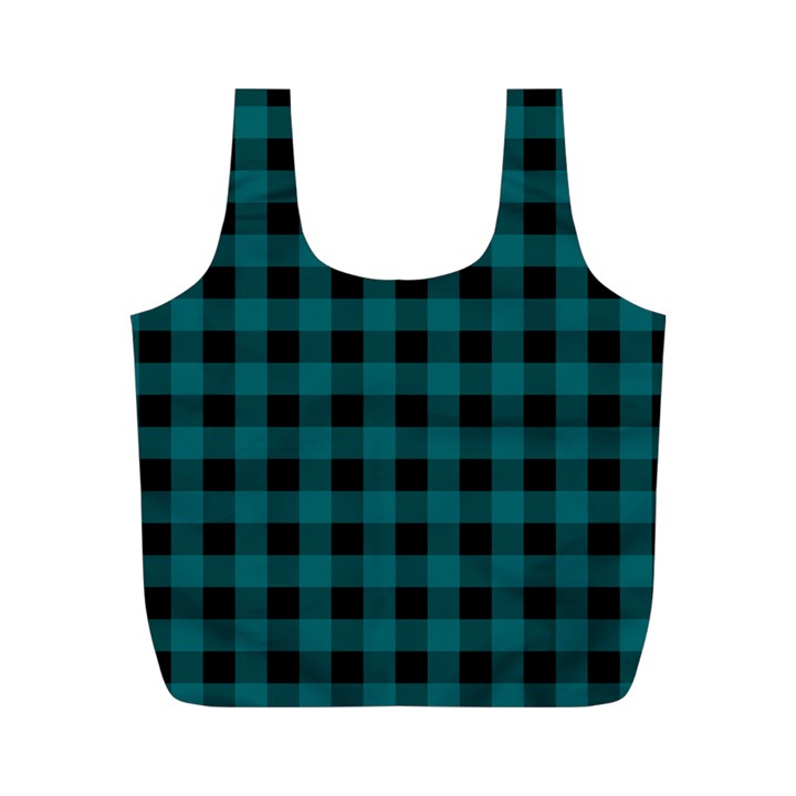 Teal Black Buffalo Plaid Full Print Recycle Bag (M)