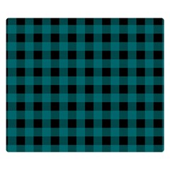 Teal Black Buffalo Plaid Double Sided Flano Blanket (small)  by SpinnyChairDesigns