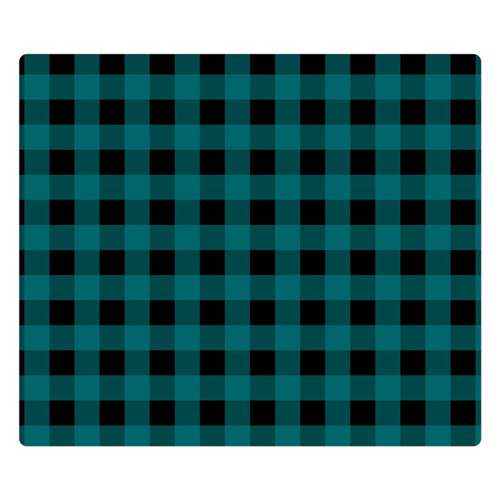 Teal Black Buffalo Plaid Double Sided Flano Blanket (Small) 