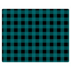 Teal Black Buffalo Plaid Double Sided Flano Blanket (medium)  by SpinnyChairDesigns