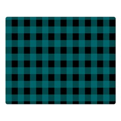 Teal Black Buffalo Plaid Double Sided Flano Blanket (large)  by SpinnyChairDesigns