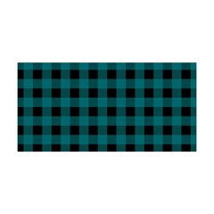 Teal Black Buffalo Plaid Yoga Headband by SpinnyChairDesigns