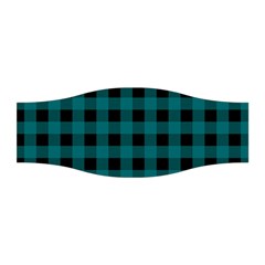 Teal Black Buffalo Plaid Stretchable Headband by SpinnyChairDesigns