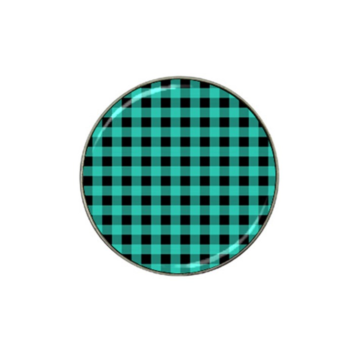 Turquoise Black Buffalo Plaid Hat Clip Ball Marker