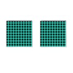 Turquoise Black Buffalo Plaid Cufflinks (Square) Front(Pair)