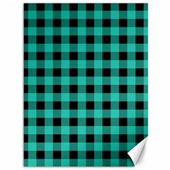 Turquoise Black Buffalo Plaid Canvas 36  X 48  by SpinnyChairDesigns