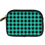 Turquoise Black Buffalo Plaid Digital Camera Leather Case Front