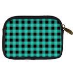 Turquoise Black Buffalo Plaid Digital Camera Leather Case Back