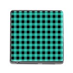 Turquoise Black Buffalo Plaid Memory Card Reader (Square 5 Slot) Front