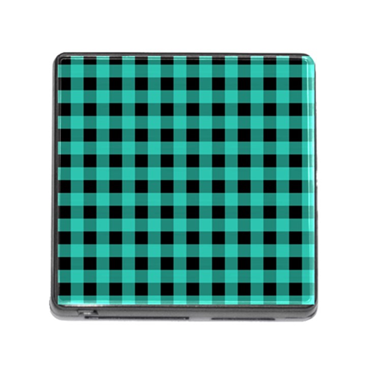 Turquoise Black Buffalo Plaid Memory Card Reader (Square 5 Slot)