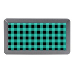 Turquoise Black Buffalo Plaid Memory Card Reader (mini) by SpinnyChairDesigns