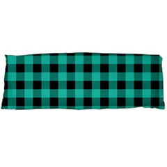 Turquoise Black Buffalo Plaid Body Pillow Case (dakimakura) by SpinnyChairDesigns