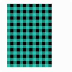 Turquoise Black Buffalo Plaid Large Garden Flag (two Sides) by SpinnyChairDesigns