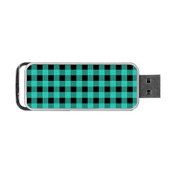 Turquoise Black Buffalo Plaid Portable Usb Flash (two Sides) by SpinnyChairDesigns