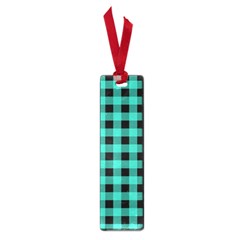 Turquoise Black Buffalo Plaid Small Book Marks by SpinnyChairDesigns