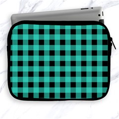 Turquoise Black Buffalo Plaid Apple Ipad 2/3/4 Zipper Cases by SpinnyChairDesigns