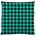 Turquoise Black Buffalo Plaid Large Flano Cushion Case (Two Sides) Front