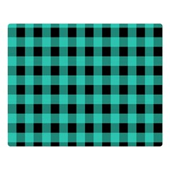 Turquoise Black Buffalo Plaid Double Sided Flano Blanket (large)  by SpinnyChairDesigns