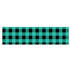 Turquoise Black Buffalo Plaid Satin Scarf (oblong) by SpinnyChairDesigns