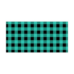 Turquoise Black Buffalo Plaid Yoga Headband by SpinnyChairDesigns