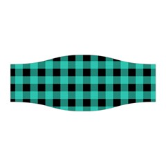 Turquoise Black Buffalo Plaid Stretchable Headband by SpinnyChairDesigns